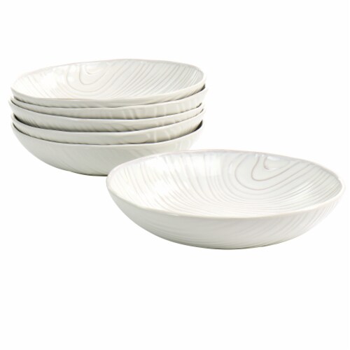 Martha Stewart Wood Pattern Off-White Stoneware Dinner Bowl Set Perspective: front