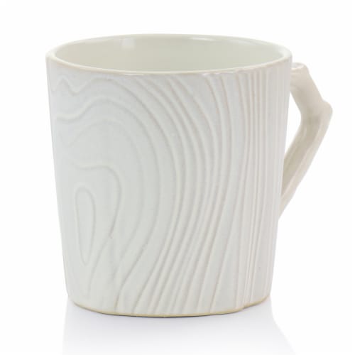 Martha Stewart Wood Pattern Stoneware Mug Set - White - 6 Pack Perspective: front