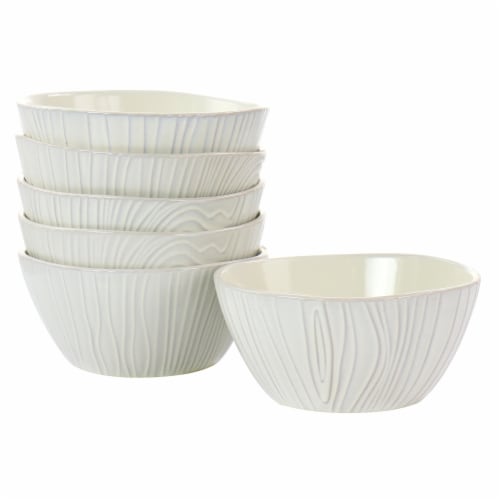 Martha Stewart Wood Patterned Cereal Bowl Set - Off-White Perspective: front