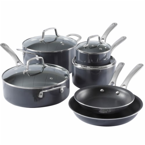 Martha Stewart Gray Aluminum Nonstick Enamel Cookware Set Perspective: front