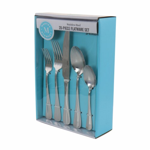 Martha Stewart Springbank Stainless Steel Flatware Set Perspective: front