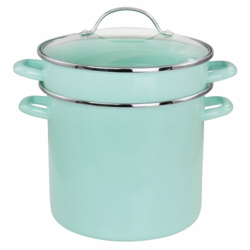 Martha Stewart Stock Pot with Steamer - Aqua Perspective: front