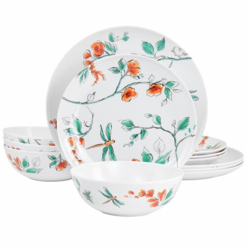Martha Stewart 12 Piece Dragonfly Melamine Dinnerware Set in White 1 Each Mariano s