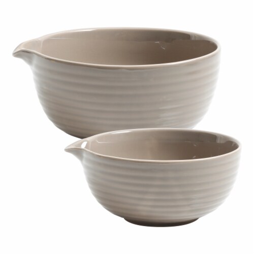 Martha Stewart 3-Piece Vintage Stoneware Prep Batter Bowl Set, Mint