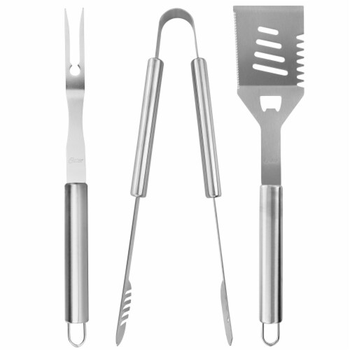 Oster Baldwin 3 Piece Stainless Steel Barbecue Tool Set in Silver One Size Smith s Food and Drug