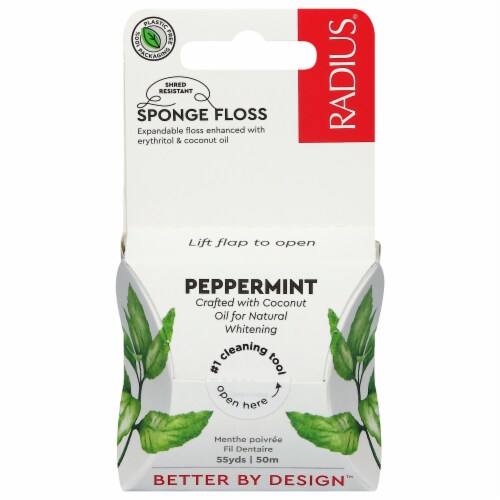 Radius Vegan Natural Mint Floss with Xylitol Perspective: front