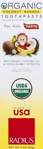 Radius Organic Coconut Banana Children's Toothpaste Perspective: front
