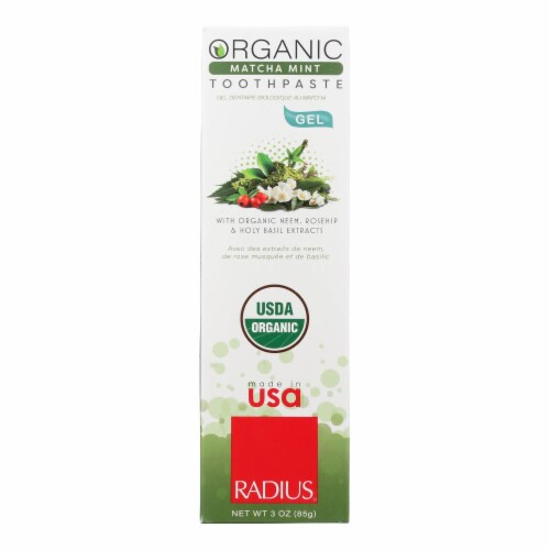 Radius Organic Matcha Mint Gel Toothpaste Perspective: front