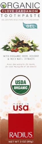Radius Organic Clove Cardamom Gel Toothpaste Perspective: front