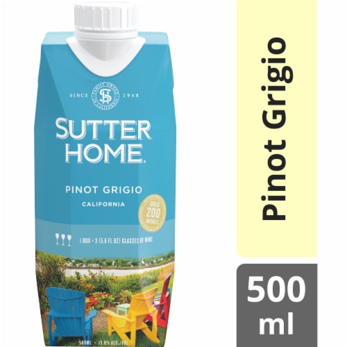 Sutter Home Pinot Grigio California White Wine 500 ml Box Perspective: front
