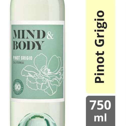 Mind & Body Pinot Grigio Low Alcohol & Low Calorie California White Wine 750 ml Perspective: front