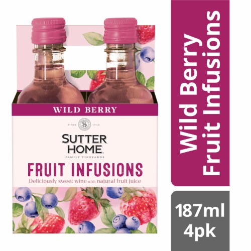 Sutter Home Fruit Infusions Wild Berry California White Wine 4 bottles/ 187 ml Perspective: front