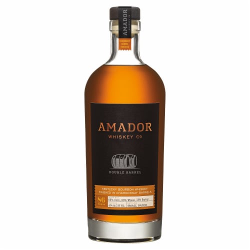 Amador Whiskey Co. Double Barrel Chardonnay Finished Kentucky Bourbon Whiskey Perspective: front