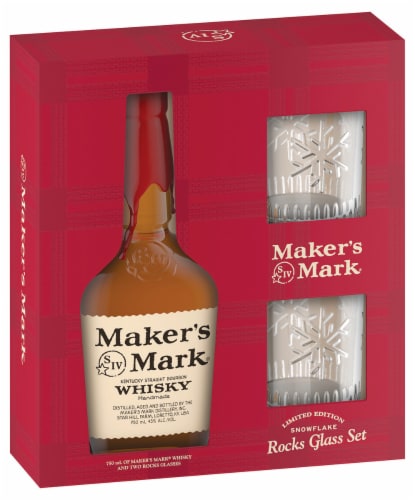 Maker's Mark Limited Edition Snowflake Rocks Glass Set Perspective: front