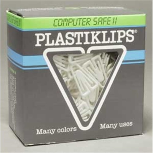 Plastiklips Paper Clips Medium Size 500 Pack WHITE (LP-0310) Perspective: front