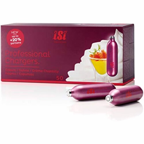 iSi Pro 8.4g Cream Chargers Non-Threaded Cream Whipper Charger Cartridges, 50 - Pack Perspective: front