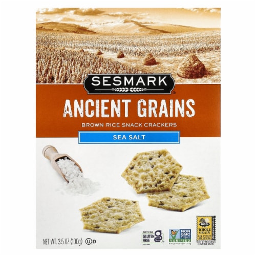 Sesmark Ancient Grains Brown Rice Snack Crackers Sea Salt - 3.5 oz (100 g) Perspective: front