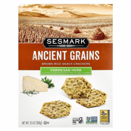 Sesmark Brown Rice Snack Crackers Parmesan Herb - 3.5 oz (100 g) Perspective: front