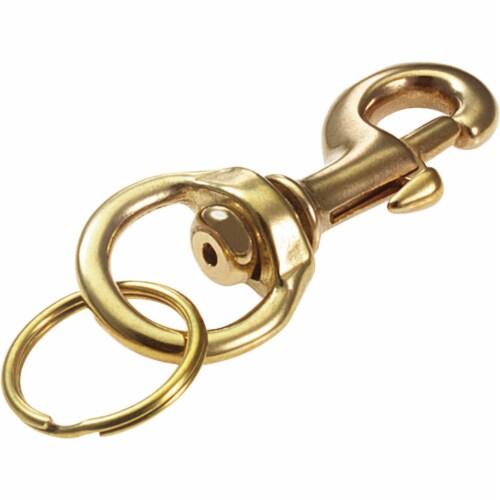 Lucky Line Secure-A-Key Solid Brass 1 In. x 3-1/8 In. L. Bolt Snap Key Chain Perspective: front