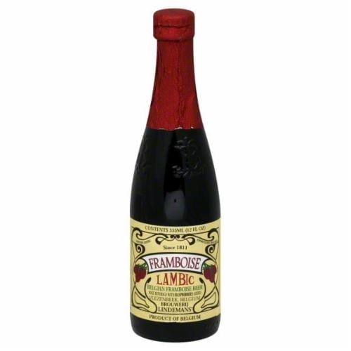 Lindeman's Framboise Lambic Beer Single Bottle Perspective: front
