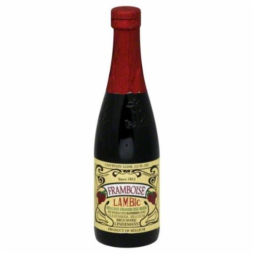 Lindeman's Framboise Lambic Beer Single Bottle Perspective: front