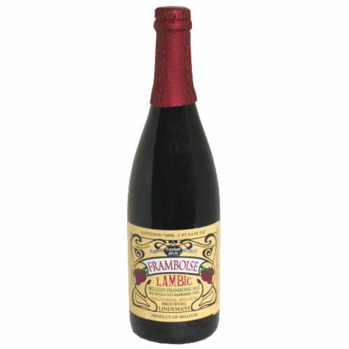 Lindeman's Framboise Lambic Beer Single Bottle Perspective: front