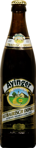 Ayinger Altbairisch Dunkel Beer Single Bottle Perspective: front