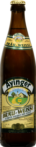 Ayinger Brau Weisse Beer Single Bottle Perspective: front