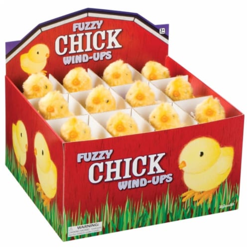 Toysmith 9068477 Plastic Fuzzy Chick Wind Up Toy, Yellow - Pack of 24 Perspective: front
