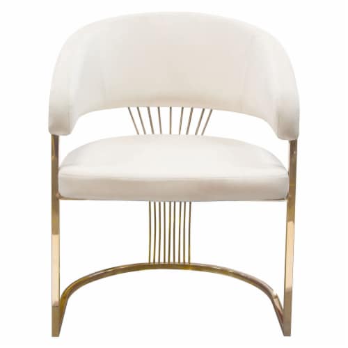 Solstice Dining Chair in Cream Velvet w/ Polished Gold Metal Frame by