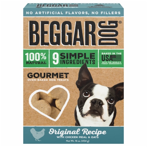 Beggar Dog Gourmet Oven-Baked Original Recipe with Chicken Meal & Oats Dog Treats Perspective: front
