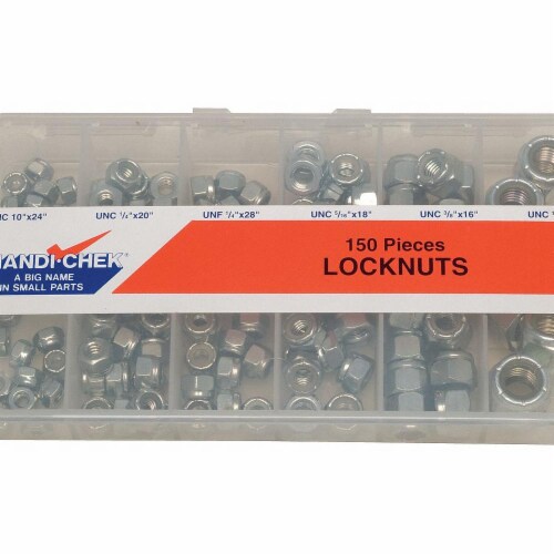 Itw Bee Leitzke Hx LockNt Asrt,Zinc Plated,Steel,150PK  WWG-DISP-LNUT150C-1 Perspective: front