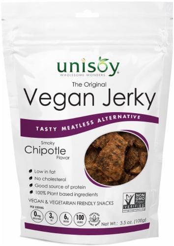 Unisoy Vegan Jerky - Smoky Chipotle Perspective: front