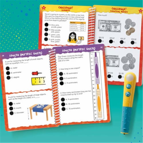 Educational Insights Hot Dots Junior Let's Master Grade 2 Math Set with Hot Dots Pen Perspective: front