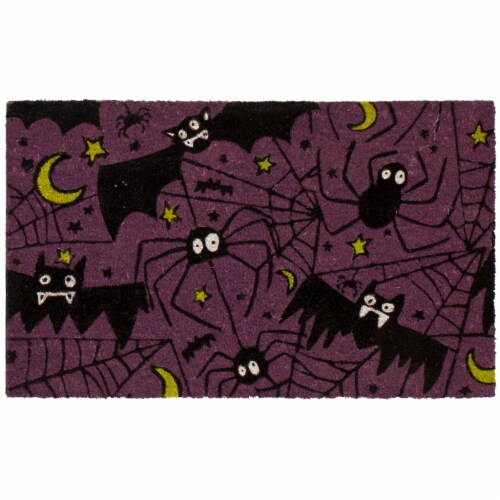 Mohawk Home Halloween Bats and Spiders Door Mat - Purple Perspective: front