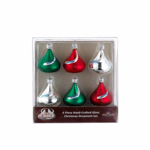 Kurt Adler Hershey's Miniature Kisses Glass Ornaments, 6-Piece Box Set, 1.5 Perspective: front