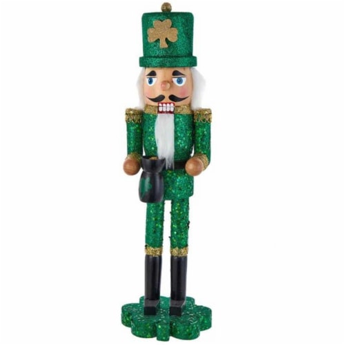 Christmas Irish Nutcracker Wood Saint Patricks Day Shamrock C9669 Perspective: front