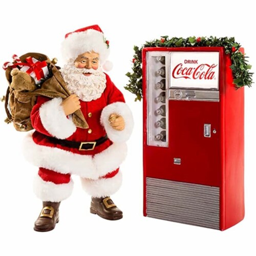 Kurt Adler Battery-Operated Santa with Coke Machine Figure