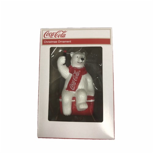 Coca-Cola® Polar Bear on Cooler Ornament Perspective: front