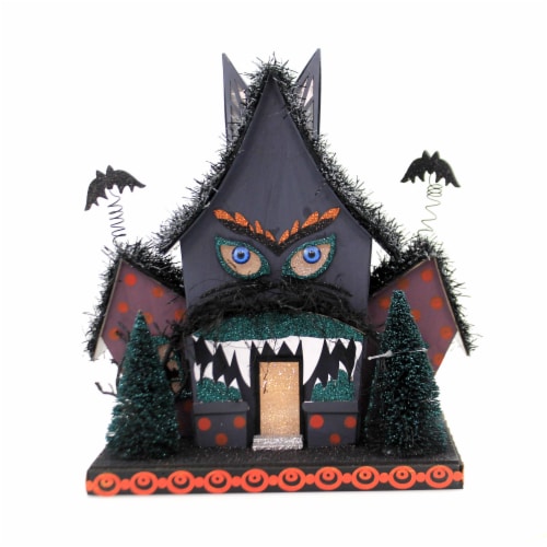 Halloween Monster Light-Up House Paper Fangs Battery Operated Bats Hw1817 Perspective: front