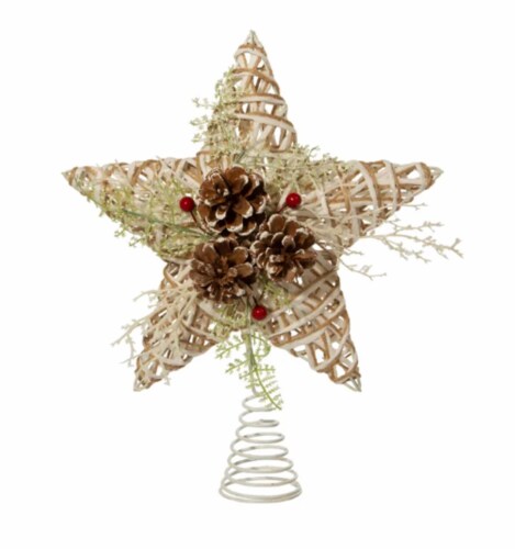 Kurt Adler (#H4205) Natural Pinecone Accent Star Christmas Tree Topper ...