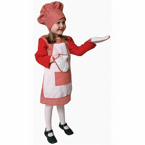 Dress Up America 210-XL Red Gingham Girl Chef - X-Large 16-18 Perspective: front