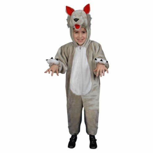 Dress Up America 379-L Kids Plush Wolf Costume - Size Large 12-14 Perspective: front