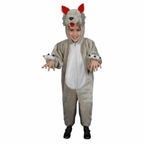 Dress Up America  Kids Plush Wolf Costume - Size Large 12-14 Perspective: front