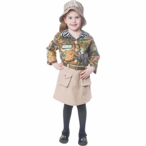 Dress Up America Safari Explorer Girls Child Costume - Size T4 Costume Perspective: front