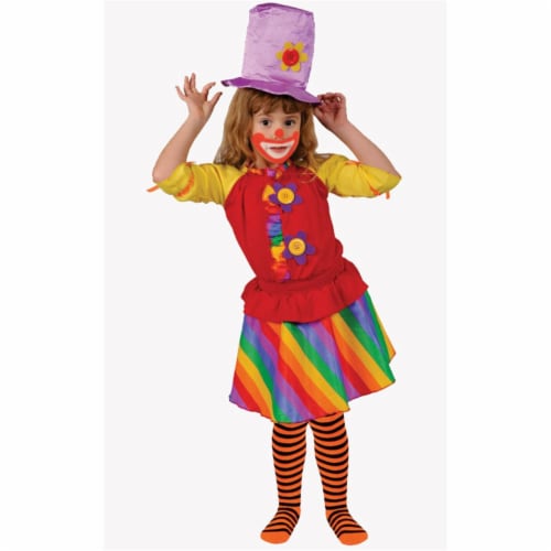 Dress Up America 585-S Rainbow Girls Clown - Size Small 4-6 Perspective: front