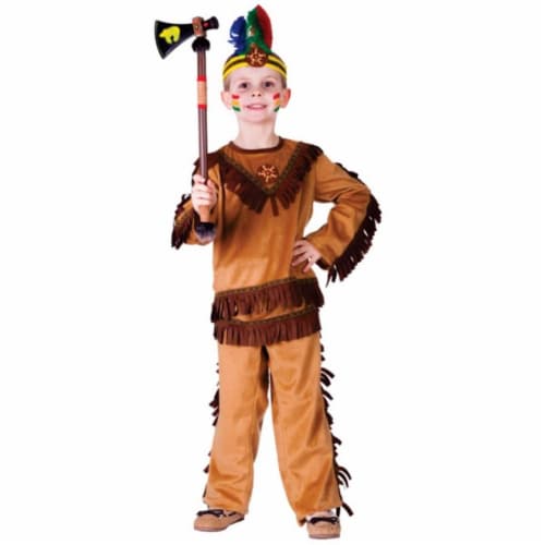 Dress Up America Native American Warrior Boys Costume- Small - Age 4 To 6 Costume Perspective: front