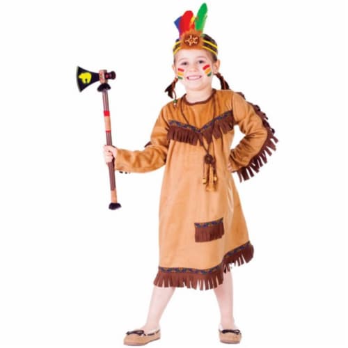 Dress Up America  Brave Native American Girls Costume- Medium - Age 8 to 10 Perspective: front
