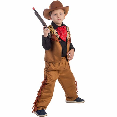 Dress Up America Toy Du780-S Wild Western Cow Costume For Kids- Small Costume Perspective: front
