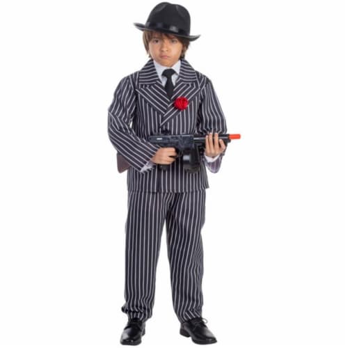 Dress Up America 781-S Pinstriped Gangster Boys Costume- Small - Age 4 to 6 Perspective: front